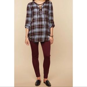 Skinny Leg Maternity Pants- Burgundy